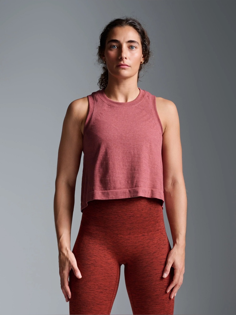 LNDR Cropped Tank Top Here Today Earth Marl Size Medium Large Workout Gym